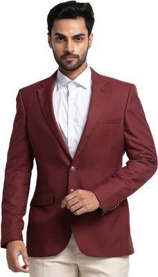 Raymond Solid Single Breasted Formal Men Blazer(Maroon)