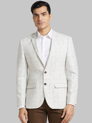 PARK AVENUE Checkered Single Breasted Formal Men Blazer(White)