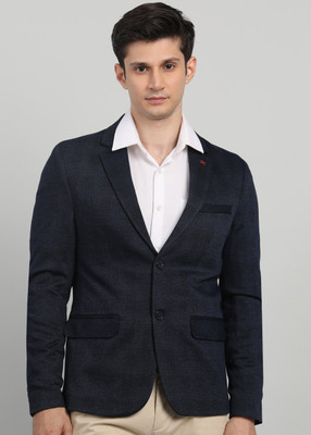 KILLER Checkered Single Breasted Casual Men Blazer(Dark Blue)