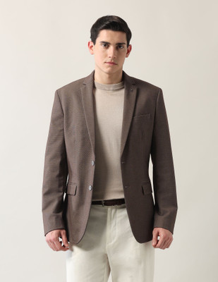 ARROW Self Design Single Breasted Formal Men Blazer(Brown)