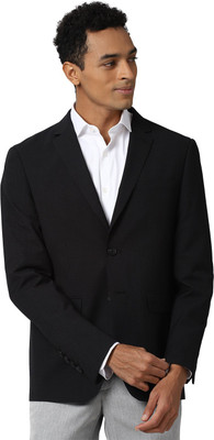 PETER ENGLAND Solid Single Breasted Formal Men Blazer(Black)