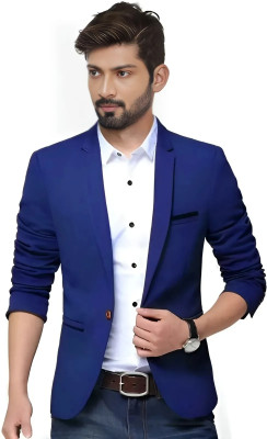 HUMJOLI MENS WEAR Solid Single Breasted Formal, Casual, Party, Festive & Wedding Men Blazer(Blue)