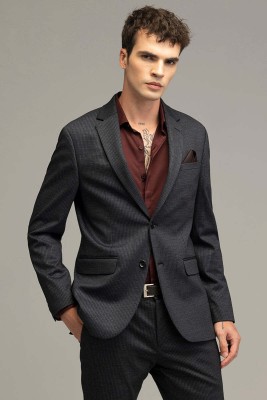 Snitch Solid Single Breasted Formal Men Blazer(Grey)