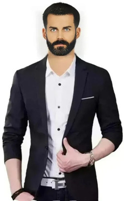 Darbar In Solid Single Breasted Casual, Formal, Festive & Wedding Men Blazer(Black)
