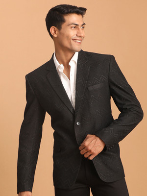 VASTRAMAY Self Design Single Breasted Casual Men Blazer(Black)