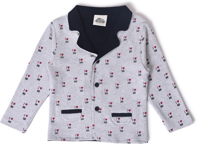 Mi Arcus Printed Single Breasted Casual Baby Boys Blazer(Grey)