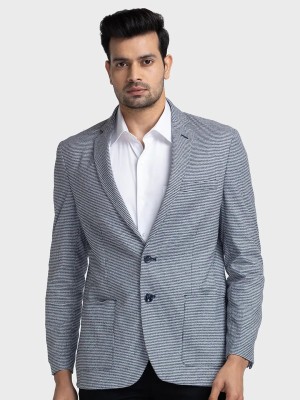 COLORPLUS Houndstooth Single Breasted Casual Men Blazer(Blue)