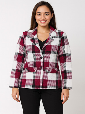 BLUEWEARS Checkered, Printed Single Breasted Casual, Formal, Party, Festive & Wedding Women Blazer(Multicolor)