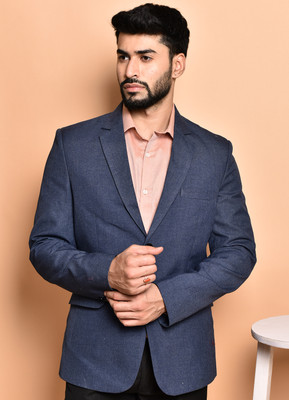 PRINT CULTR Solid Single Breasted Casual Men Blazer(Blue)