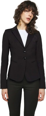 Rocksy Solid Single Breasted Casual Women Blazer(Black)