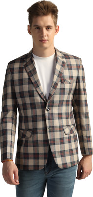 TAHVO Checkered Single Breasted Formal Men Blazer(Multicolor)