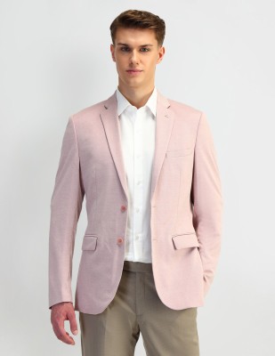 ARROW Solid Single Breasted Formal Men Blazer(Pink)