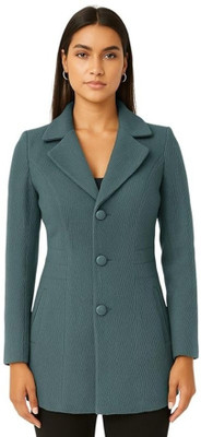 Pepzo Solid Double Breasted Casual Women Blazer(Blue)