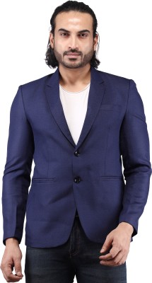 FASHION VILLA Solid Single Breasted Casual Men Blazer(Black)