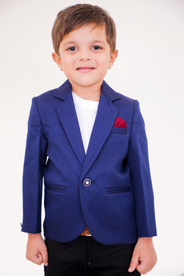 Walgreen Fashion Solid Single Breasted Festive & Wedding Boys Blazer(Blue)