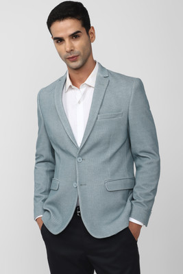 PETER ENGLAND Self Design Single Breasted Casual Men Blazer(Light Blue)