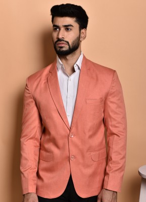 METRONAUT Solid Single Breasted Casual Men Blazer(Pink)