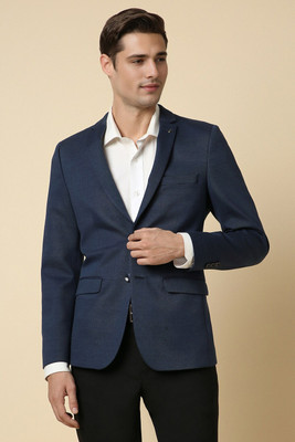 Allen Solly Self Design Single Breasted Formal Men Blazer(Blue)