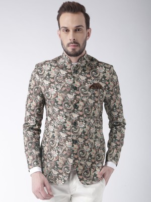 Hangup Printed Bandhgala Casual Men Blazer(Multicolor)