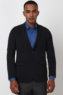 PETER ENGLAND Solid Single Breasted Formal Men Blazer(Black)