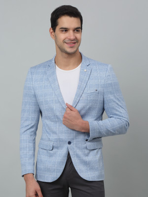 CANTABIL Checkered Single Breasted Casual Men Blazer(Blue)