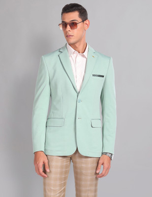 AD by Arvind Solid Single Breasted Casual Men Blazer(Green)