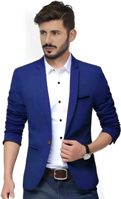 Darbar In Solid Single Breasted Casual, Formal, Party, Festive & Wedding Men Blazer(Blue)
