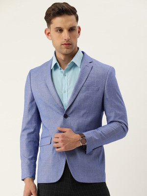 PETER ENGLAND Checkered Single Breasted Casual Men Blazer(Grey)
