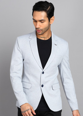 KILLER Striped Single Breasted Casual Men Blazer(Grey)