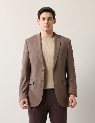 ARROW Self Design Single Breasted Formal Men Blazer(Brown)