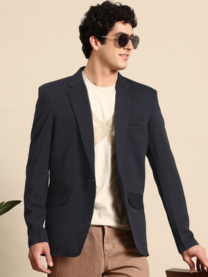 Mast & Harbour Self Design Single Breasted Casual Men Blazer(Blue)