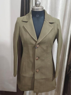 Pepzo Solid Double Breasted Casual Women Blazer(Green)