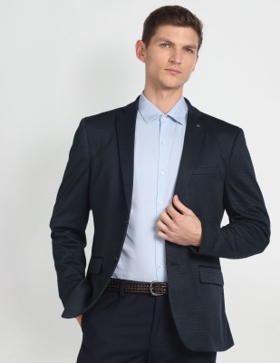 ARROW Solid Single Breasted Formal Men Blazer(Blue)