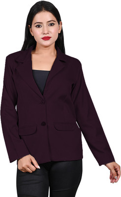 BLUEWEARS Solid Single Breasted Casual, Formal, Party, Festive & Wedding Women Blazer(Purple)