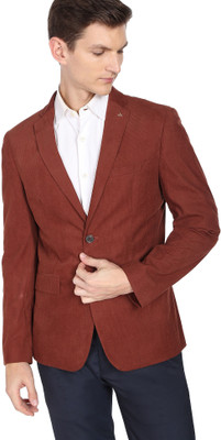ARROW Solid Single Breasted Formal Men Blazer(Red)
