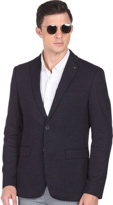 ARROW Self Design Single Breasted Formal Men Blazer(Blue)