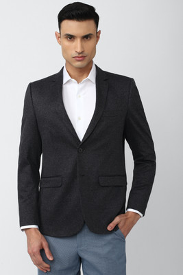 VAN HEUSEN Self Design Single Breasted Formal Men Blazer(Black)