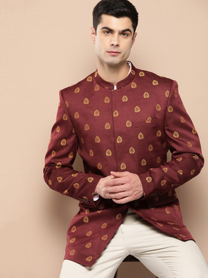 INVICTUS Self Design Single Breasted Formal Men Blazer(Maroon)