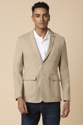 Allen Solly Self Design Single Breasted Casual Men Blazer(Beige)