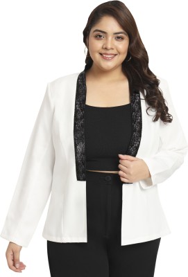 wild U Solid Single Breasted Party Women Blazer(White)