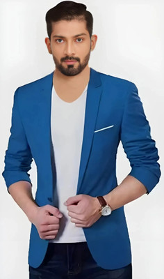 Fijuca Fashion Solid Single Breasted Casual, Formal, Party, Festive & Wedding Men Blazer(Blue)