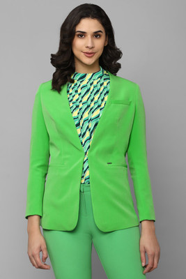 Allen Solly Solid Single Breasted Casual Women Blazer(Green)