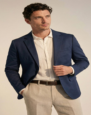 MOONXS Solid Single Breasted Formal Men Blazer(Blue)
