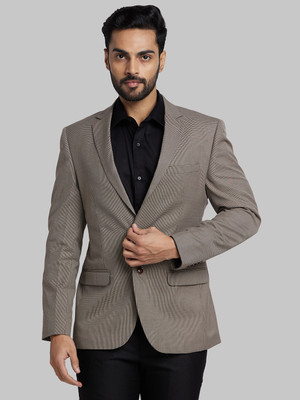 PARK AVENUE Self Design Single Breasted Formal Men Blazer(Grey)