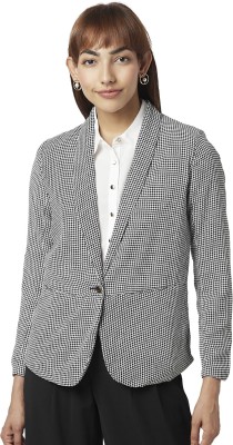 Annabelle by Pantaloons Houndstooth Single Breasted Formal Women Blazer(Multicolor)