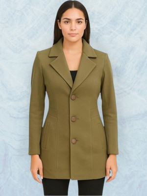 Pepzo Solid Double Breasted Casual Women Blazer(Green)