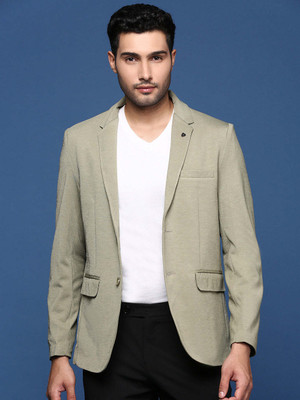 SHOWOFFFF Solid Single Breasted Casual Men Blazer(Green)
