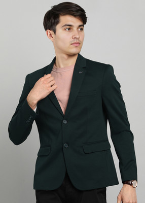 KILLER Solid Single Breasted Casual Men Blazer(Dark Green)