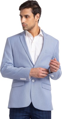 PARK AVENUE Self Design Single Breasted Formal Men Blazer(Blue)