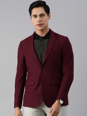 Louis Philippe Sport Self Design Single Breasted Casual Men Blazer(Maroon)